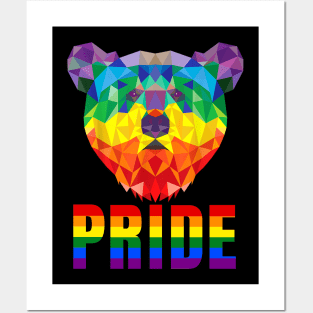 Faceted Rainbow Pride Bear Posters and Art